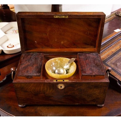 107 - ANTIQUE MAHOGANY TEA CADDY 35 X 16 X 17H CM