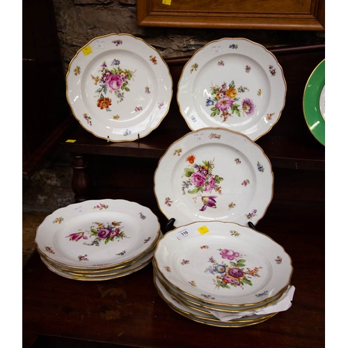 116 - 12X 19TH CENTURY MEISSEN FLORAL DINNER PLATES