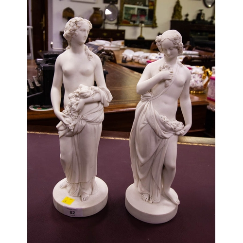 82 - PAIR OF PARIAN FIGURES 37H CM