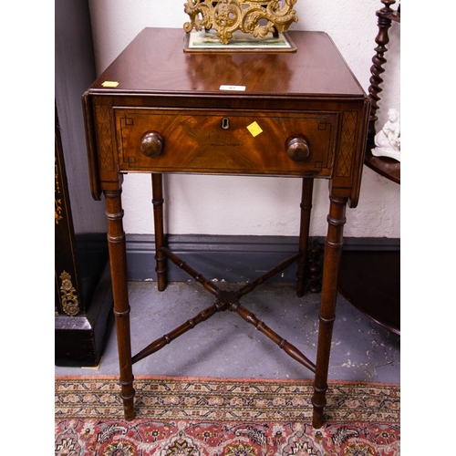 87 - ANTIQUE NEAT MAHOGANY SIDE TABLE WITH DRAWER 44 X 44 X 74H CM