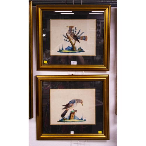 94 - PAIR OF BIRD PAINTINGS IN GILT FRAMES 43 X 48H CM