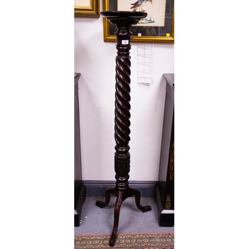 95 - ANTIQUE MAHOGANY PILLAR TORCHERE. 140 CM HIGH