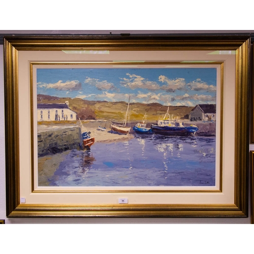 96 - IVAN SUTTON.
 OIL ON BOARD.
 NORTH HARBOUR CAPE CLEAR ISLAND 140W X 76H CM