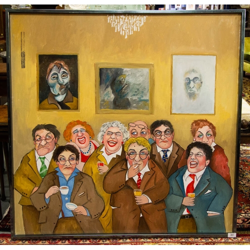 JOHN SCHWATSCHKE-  
LE VERNISSAGE
 OIL PAINTING ON CANVAS 104 X 104H CM
