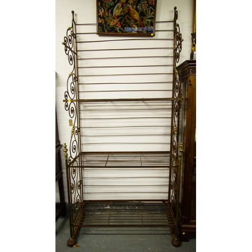 30 - WROUGHT IRON + BRASS BOULANGERIE RACK BY PERRET, PARIS C1900 108W X 50D X 235H CM