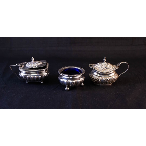 505 - 3 ORNATE SILVER CONDIMENTS - 135 GRAMS