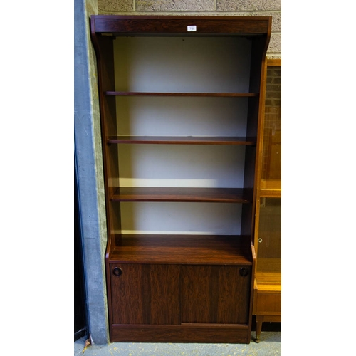 712 - DANISH ROSEWOOD STYLE BAR OR BOOK CABINET WITH LIGHTS 81cm w, 174cm h, 42cm d