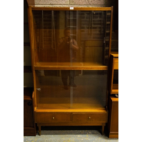 713 - 1960S SLIDING GLASS BAR CABINET 90 W X 155 CM HIGH