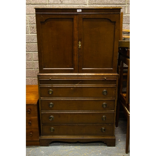 715 - VICTORIAN TALLBOY CABINET BAR WITH PULL OUT DESK