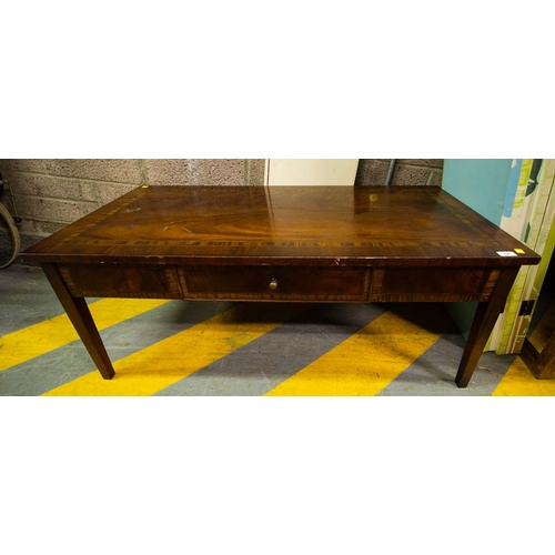 721 - INLAID MAHOGANY COFFEE TABLE A.F. 122CM X 61CM X 49