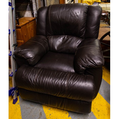 733 - LEATHER RECLINING ARM CHAIR