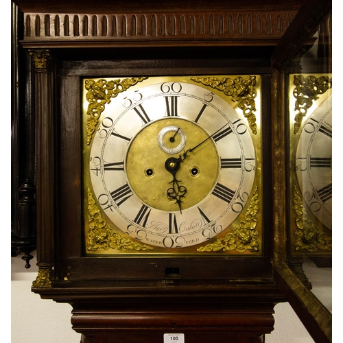 100 - GEORGIAN IRISH GRANDFATHER CLOCK BY THOMAS CAHILL, WATERFORD.C1770 IN MAHOGANY CROSS BANDED CASE ON ... 