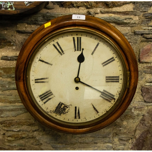 13 - VICTORIAN OAK SINGLE FUSEE WALL CLOCK WITH PENDULUM AF