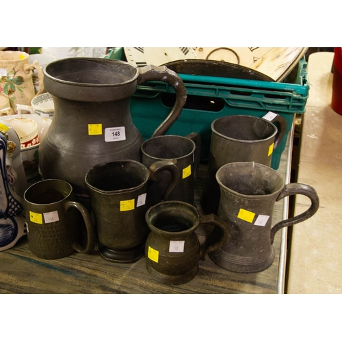 148 - COLLECTION OF PEWTER MUGS - 7