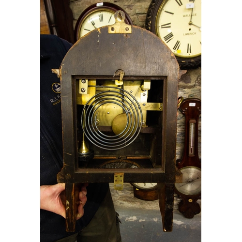 15 - DOUBLE FUSEE OAK BRACKET CLOCK WITH PENDULUM STRIKING ON A GONG CIRCA 1870