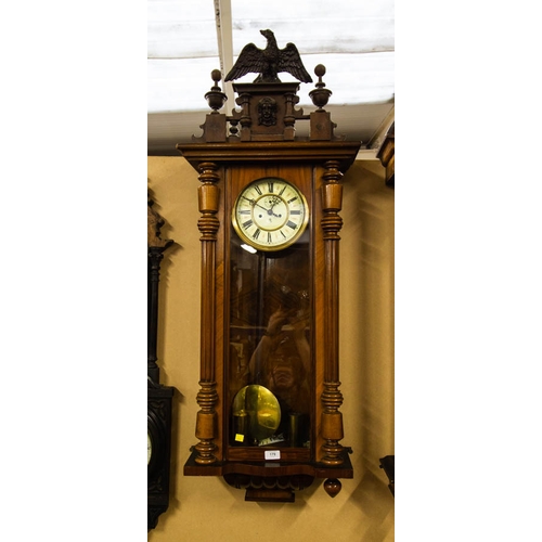 179 - VIENNA WALL CLOCK GUSTAV BECKER WITH ASSOCIATED TOP. 120 CM HIGH