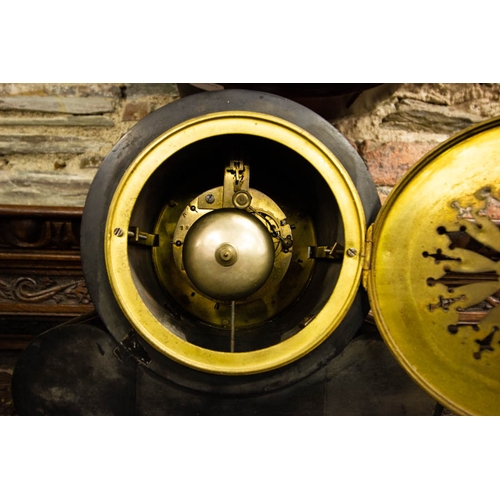 2 - VICTORIAN MARBLE MANTLE CLOCK WITH BRASS MOUNTS