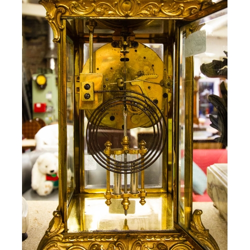 217 - BRASS MANTLE CLOCK 20 X 39 X 18