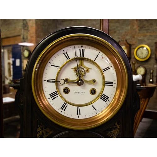 246 - FINE QUALITY MARBLE CLOCK RETAILED BY DAVIS + SONS LONDON + BAROMETER