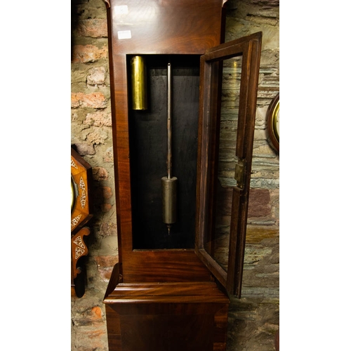 30 - SCARCE GLASS DOOR REGULATOR MULTI FACE CLOCK IN MAHOGANY CASE - ROBERT HARRIS PAISLEY 48 X 82 X 24CM