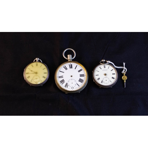 323 - 3 SILVER POCKET WATCHES - AS FOUND