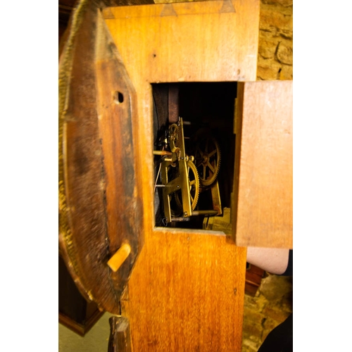 37 - VICTORIAN MAHOGANY GALLERY CLOCK WITH AMERICAN MOVEMENT - NO GLASS