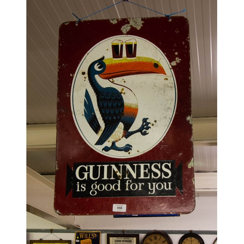 458 - GUINNESS IS GOOD FOR YOU ORIGINAL DOUBLE SIDED ENAMEL ADVERTISING SIGN . BURNHAM , LONDON  40 X 61CM