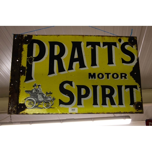 460 - PRATT'S SPIRIT MOTOR DOUBLE ORIGINAL ADVERTISING ENAMEL SIGN. 57 X 37CM