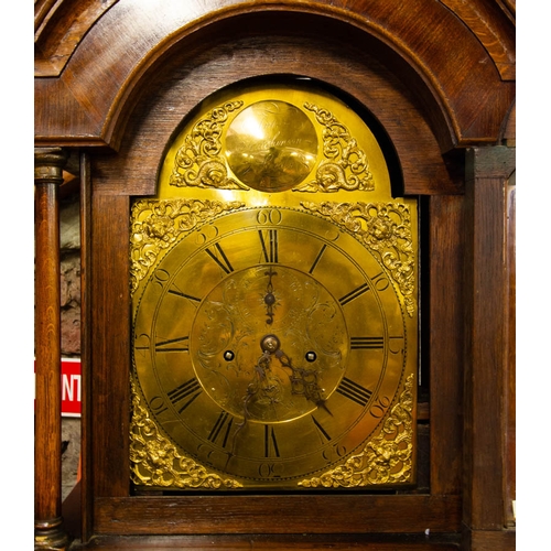 53 - OAK CASE GRANDFATHER CLOCK , HUTCHINSON LEEDS