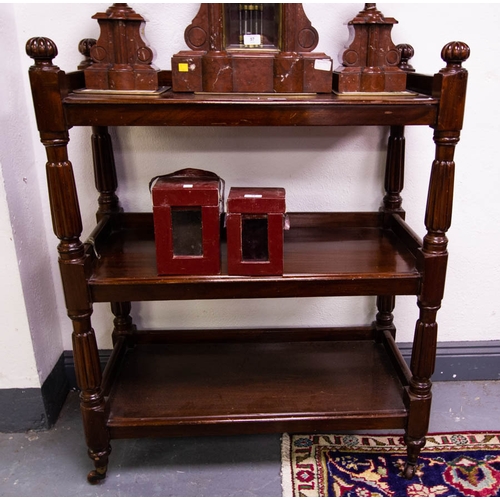 58 - MAHOGANY 3 TIER DUMBWAITER.  89 X 48 X 110CM HIGH