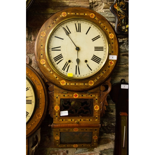 6 - A GOOD TWO TRAIN, ANGLO-AMERICAN DROP DIAL WALL CLOCK BY NEW HAVEN OF CONNECTICUT CIRCA 1900