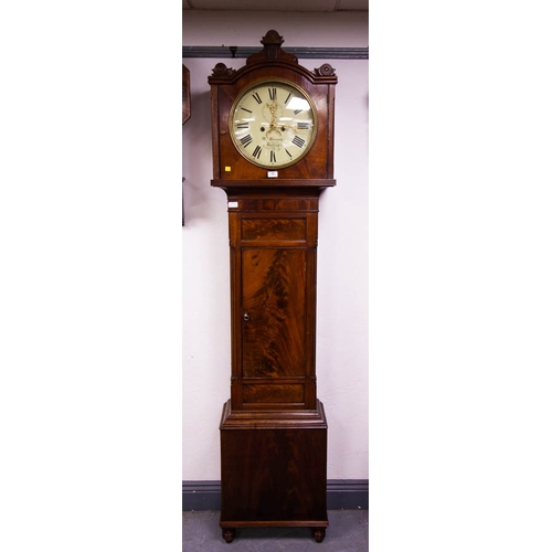 60 - WILLIAM KENNEDY , ANTIQUE MAHOGANY ANTRIM GRANDFATHER CLOCK