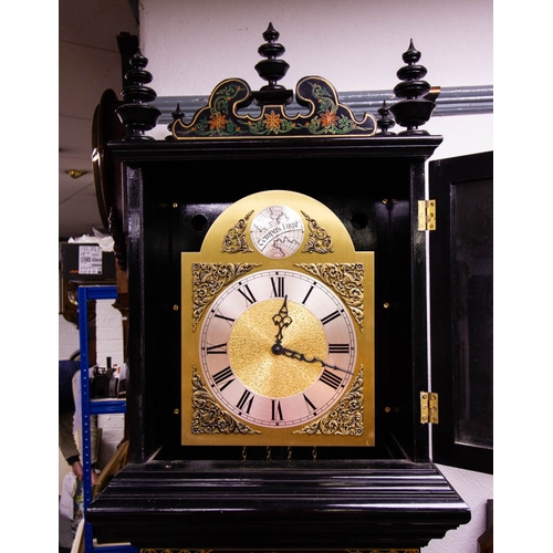 76 - CHINESE STYLE LACQUER GRANDFATHER CLOCK 50 X 35 X 180H CM