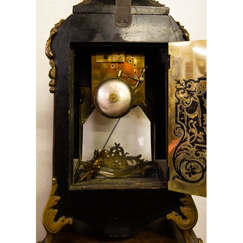 90 - GOOD QUALITY FRENCH BOULLE CLOCK WITH ENAMEL PLAQUES