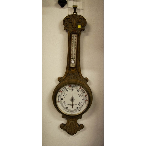 98 - SINGLE WEIGHT VIENNA WALL CLOCK AF + CHANCELLOR + SON DUBLIN BAROMETER