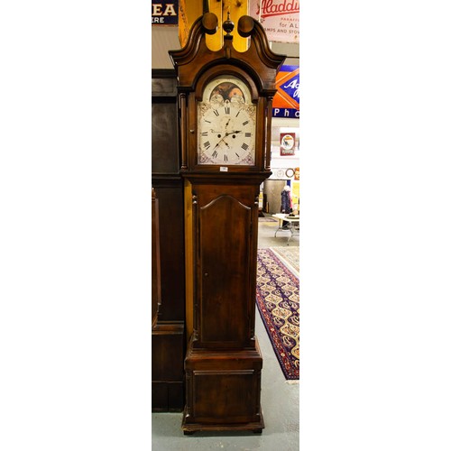 190 - MAHOGANY CASE GRANDFATHER CLOCK WITH BATTERY WORK