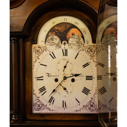 190 - MAHOGANY CASE GRANDFATHER CLOCK WITH BATTERY WORK