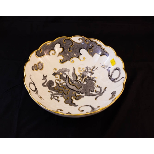 21 - ROYAL WORCESTER BLACK DRAGON BOWL 30CM