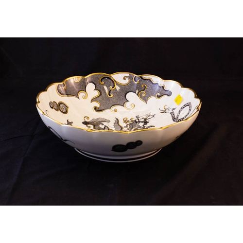 21 - ROYAL WORCESTER BLACK DRAGON BOWL 30CM