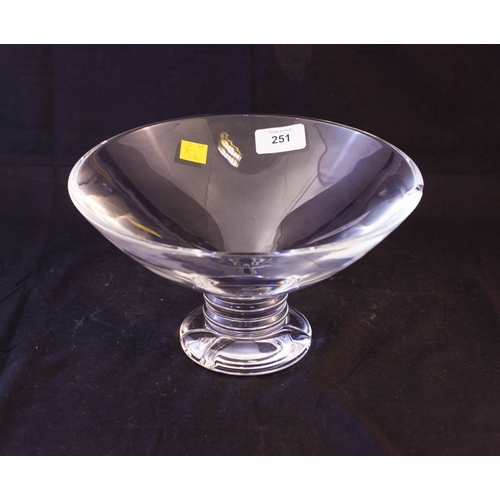 251 - LOUISE KENNEDY DISH, ENGRAVED GLOBE PAPERWEIGHT, WATERFORD ASH TRAY, BOWL ( WITH CHIP ON RIM)