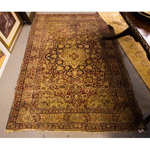 255 - TERRACOTTA + BLACK GROUND RUG AF 183L X 130W CM + TERRACOTTA GROUND RUG 143L X 113W CM