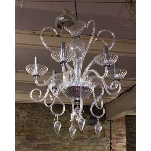 260A - FRENCH 6 BRANCH GLASS CHANDELIER