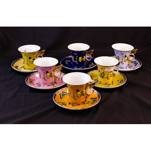 28 - 6 DECORATIVE CUPS + SAUCERS