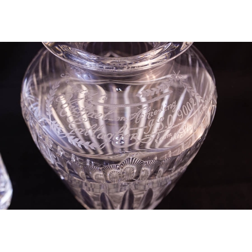 29 - CUT GLASS VASE 16 CM HIGH + VASE - ENGRAVED