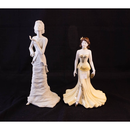 55 - COALPORT GEORGETTE FIGURE AF, WENDY FIGURE, PAIR OF DOVES + ROSENTHAL CHERUB