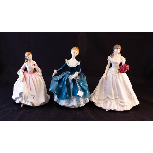 57 - ROYAL WOSTER ANNIVERSARY FIGURE 2000 + 2 DOULTON FIGURES . TENDER MOMENT & jANIE