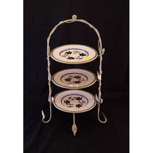 58 - NICHOLAS MOSSE 3 PLATE CAKE STAND, LARGE SQUARE PLATE. 2 + 2  DISHES