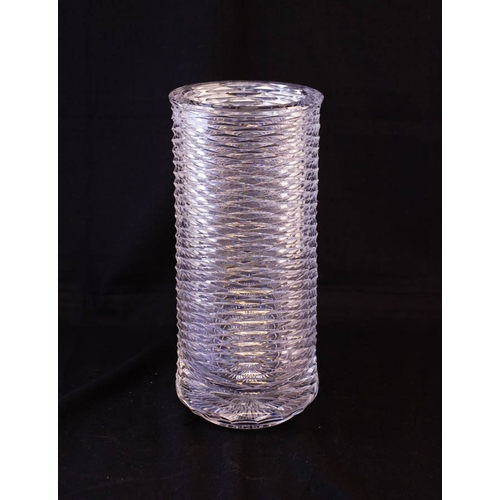 60 - SUPER HEAVILY CUT GLASS VASE. HERITAGE CRYSTAL, WATERFORD .27CM HIGH