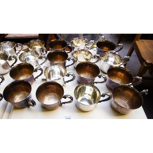 149 - SILVER PLATED PUNCH BOWL WITH LADLES & 23 CUPS