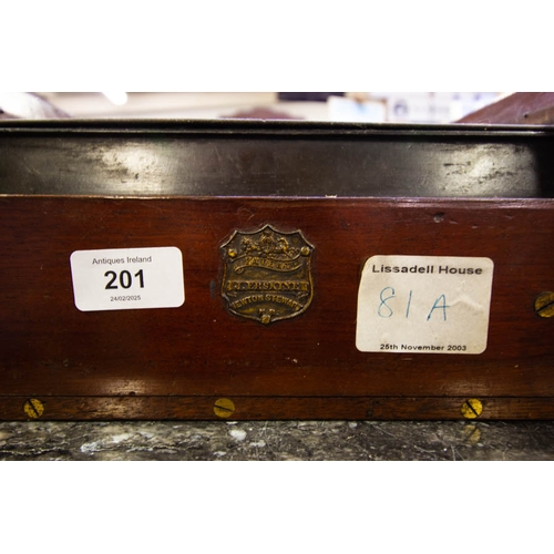 201 - ANTIQUE MAHOGANY CASE MULTIPLE CARTRIDGE  LOADING BOX. J. ERSKIN. - PROVENANCE- LISSADELL HOUSE.